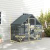 PawHut Wooden Catio Outdoor Cat Enclosure with Waterproof Cover, 2 Condos, 4 Platforms, Bridge, Doors, for Multiple Cats, Gray