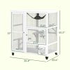 PawHut Cat House, Indoor Cat Enclosure on Wheels with Openable Top, 39", White