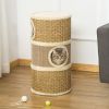 PawHut 28" Multi-Level Cat Condo with Sisal Scratching Pad 3 Story Hideaway for Cats Brown