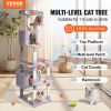 VEVOR Cat Tree 72" Cat Tower with 2 Cat Condos Sisal Scratching Post Light Grey