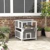 PawHut Weatherproof Outdoor Cat Shelter, Two Story Cat House with Balcony, Openable Top, Escape Door, Removable Panel & Floor