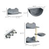 PawHut Cat Wall Shelves, with Hammock, Scratching Post, Steps, Platforms, Gray