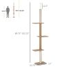 PawHut Natural Floor-to-Ceiling Cat Tree, Sisal-Covered Scratching Posts, Light Brown