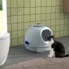 PawHut Covered Cat Litter Box with Scoop Enclosed Drawer Blue with Skylight