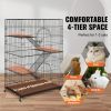 VEVOR Catio, 4-Tier Large Cat Cages Indoor, Detachable Metal Playpen Enclosure with 360Â° Rotating Casters, with 3 Ladders and a Hammock for 1-3 Cats