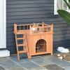 PawHut Nature's Haven Cat Treehouse, 2-Story Outdoor Sanctuary with Balcony