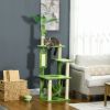 PawHut Indoor Cat Tree with Hammock Tower for Cats Cozy Green Cat Furniture