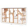 PawHut Outdoor Cat House, Cat Condo Outside Enclosure with Weather-Proof Roof, Platforms, Resting Condos, Ramps, Ladders, Scratching Posts