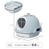 PawHut Covered Cat Litter Box with Scoop Enclosed Drawer Blue with Skylight