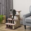 PawHut 4 Levels Cat Steps with Scratching Posts for High Bed, Sofa, Brown
