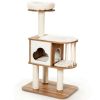 46 Inch Wooden Cat Activity Tree with Platform and Cushions