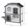 PawHut Outdoor 2-Story Cat House Feral Shelter Kitten Condo with Escape Door Asphalt Roof 4 Platforms White