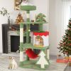 Cute Christmas Cat Tree with Sisal Scratching Posts and Gift Box Shaped Condo