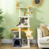 PawHut 63 Inch Moon and Star Themed Cat Tree with Scratching Post, Hammock, Condo, Bed & Scratching Board, Cat Toys, Beige