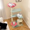 49 Inch Tall Multi-Level Aesthetic Floral Kitten Tower with Flower-Shaped Plush Padded Perch