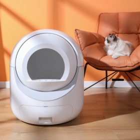 Smart Automatic Litter Box App Controls 4G WiFi, Double Deodorization (Color: White)