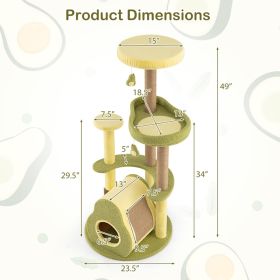 Freestanding Multi-level Avocado Cat Tower With Private Condo (Option: Multicolor)