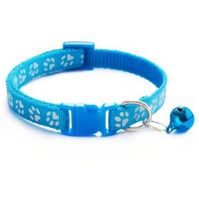 Pet Bell Collar; Adjustable Buckle Cat Collar; Multiple Color (Color: Sky Blue, size: adjustment)