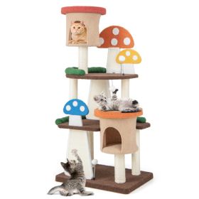 4-In-1 Cat Tree with 2 Condos and Platforms for Indoors (Color: Multicolor)