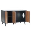 Litter Box Enclosure, Cat Litter Box Furniture with Hidden Plug, 3 Doors,Indoor Cat Washroom Storage Bench Side Table Cat House