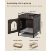 Cat Litter Box Enclosure, Cat Litter Box Enclosure Furniture with Cat Litter Mat, Handwoven Rattan Cat House with Metal Heightened Feet