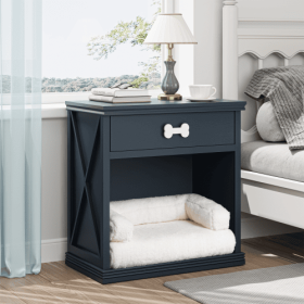 Vintage Small Locker With LED Lights And Pet Bed (Color: Blue)